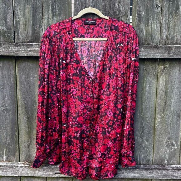 Lane Bryant Satin Floral Button Down 22/24 - Picture 1 of 6